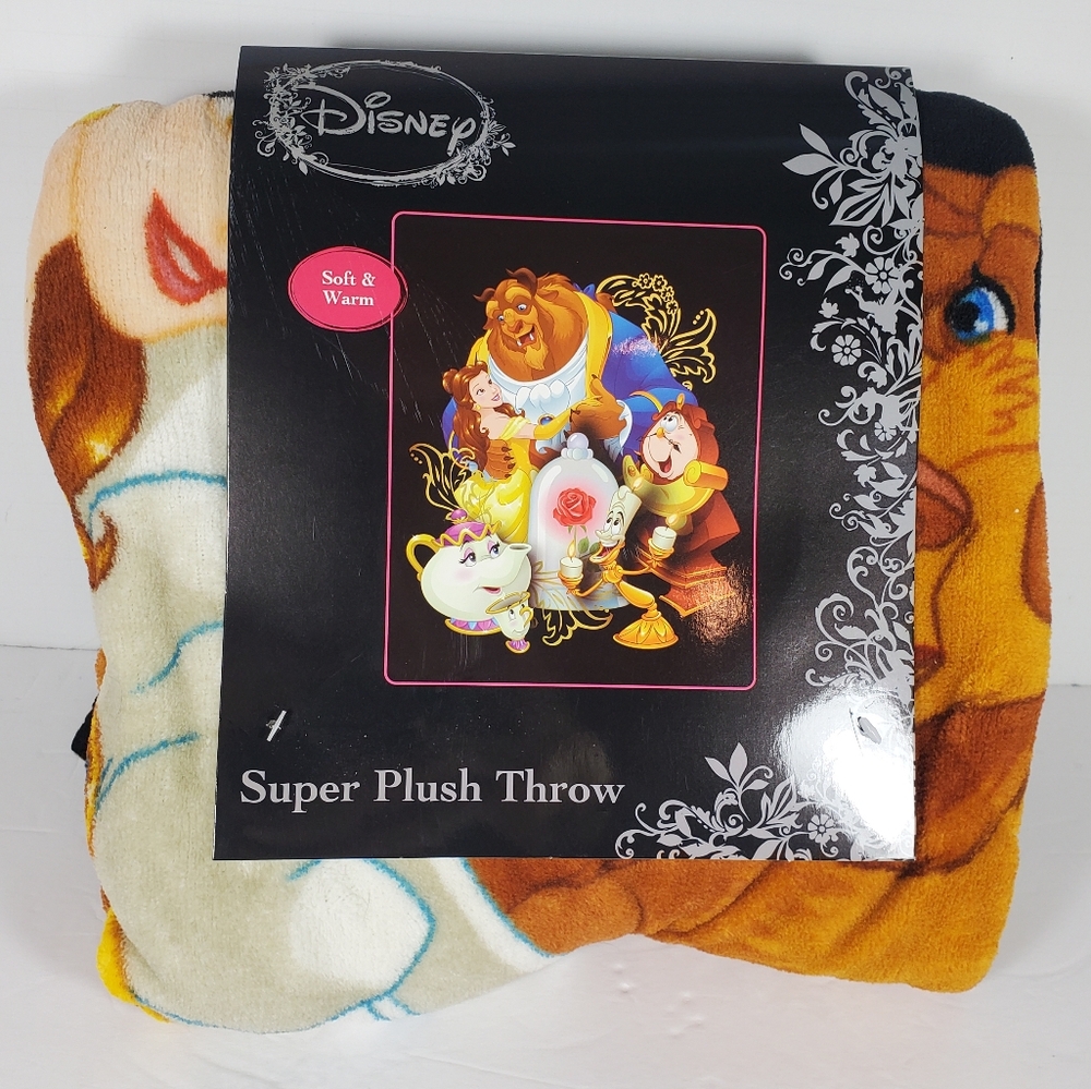 Disney Beauty and the Beast Super Plush Throw Blanket 48" x 60" NWT
